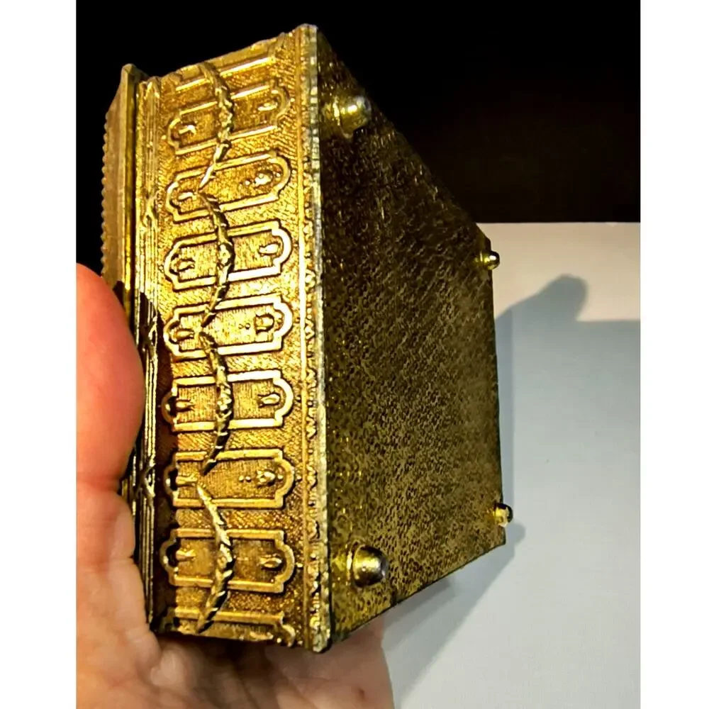 1639.  Metal Trinket Jewelry Box Porcelain Inlay
